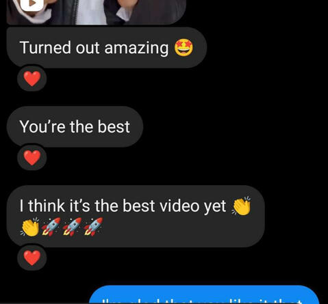 Client testimonial screenshot about Alaa's editing