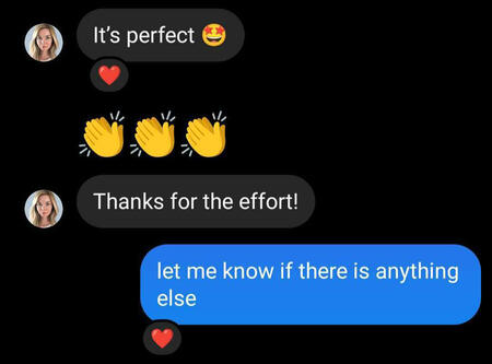 Client testimonial screenshot about Alaa's editing